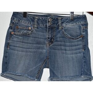 American Eagle 4 Super Stretch Artist Jean Shorts Cut-offs Blue Denim 5-Pocket